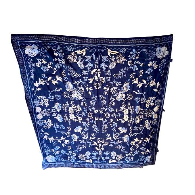 Massimo Dutti Navy Blue Silk Scarf 53X53